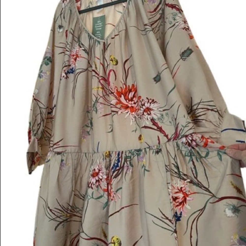 ZARA Spring Floral Drop Waist 3/4 Sleeve Dress